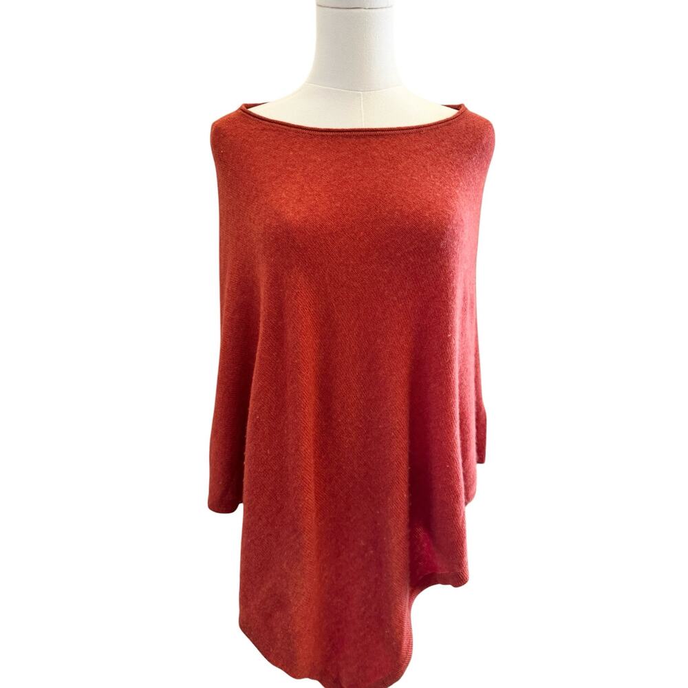 Rachel & Zoe 100% Cashmere OS Cape Shawl Wrap Terra Cotta Soft Warm Class Light
